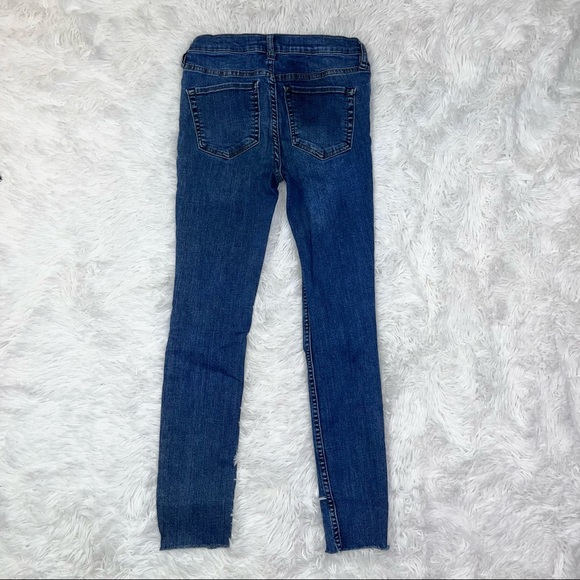 FREE PEOPLE Distressed Button Fly Blue Denim Skinny Jeans 26 - Picture 10 of 15